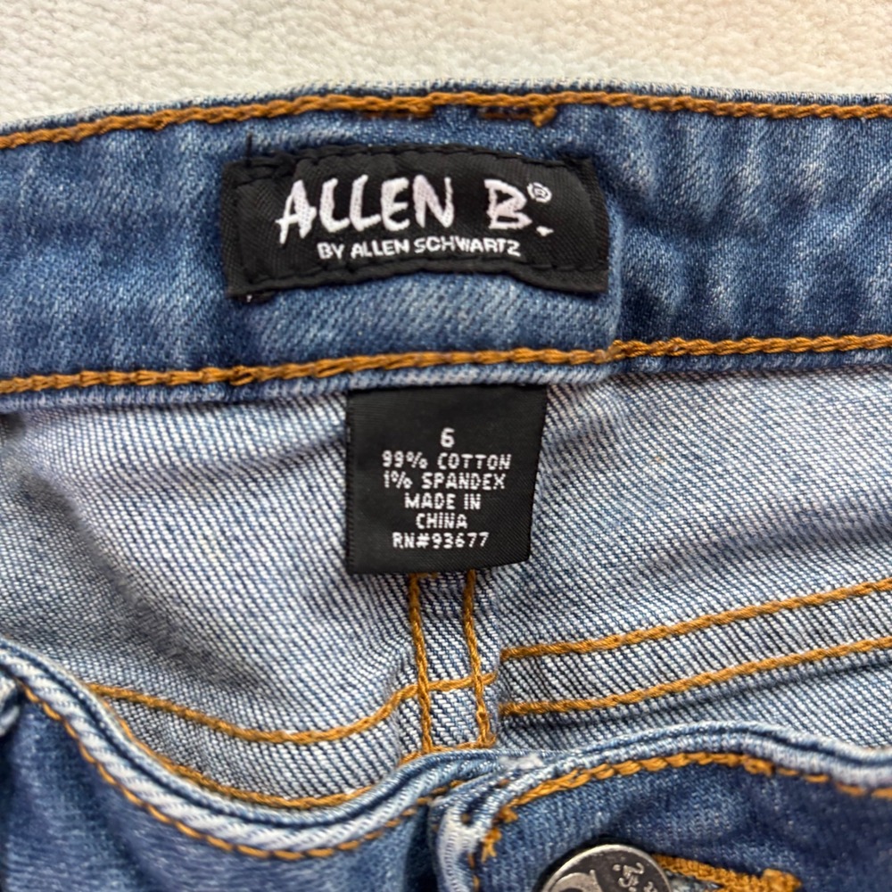 Allen B. Patchwork Flare Jeans Women 6 Blue Sequin Distressed Boho Denim - Picture 4 of 10